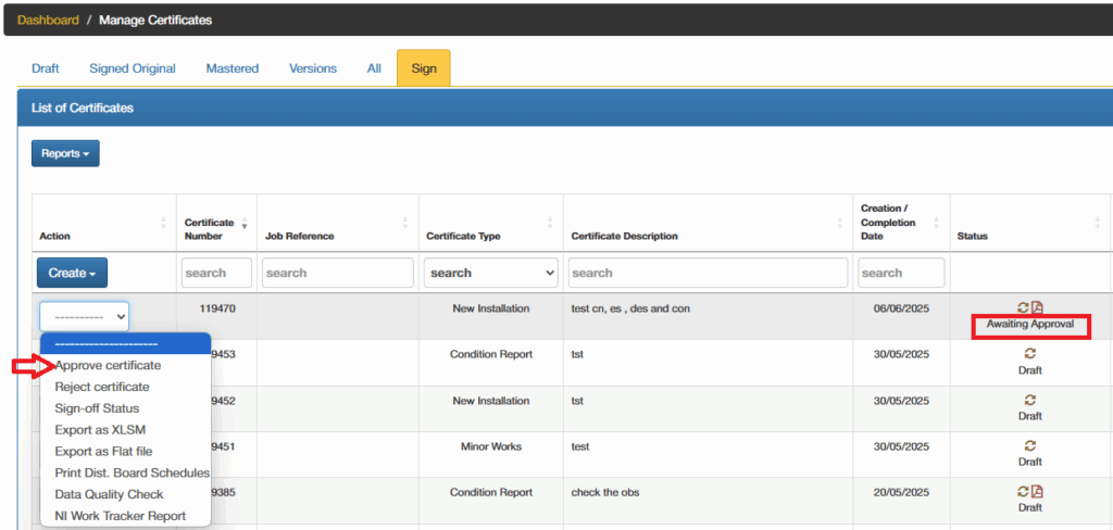 NEW INSTALLATION CERIFICATE SIGN OFF PROCESS STEPS – EDIS